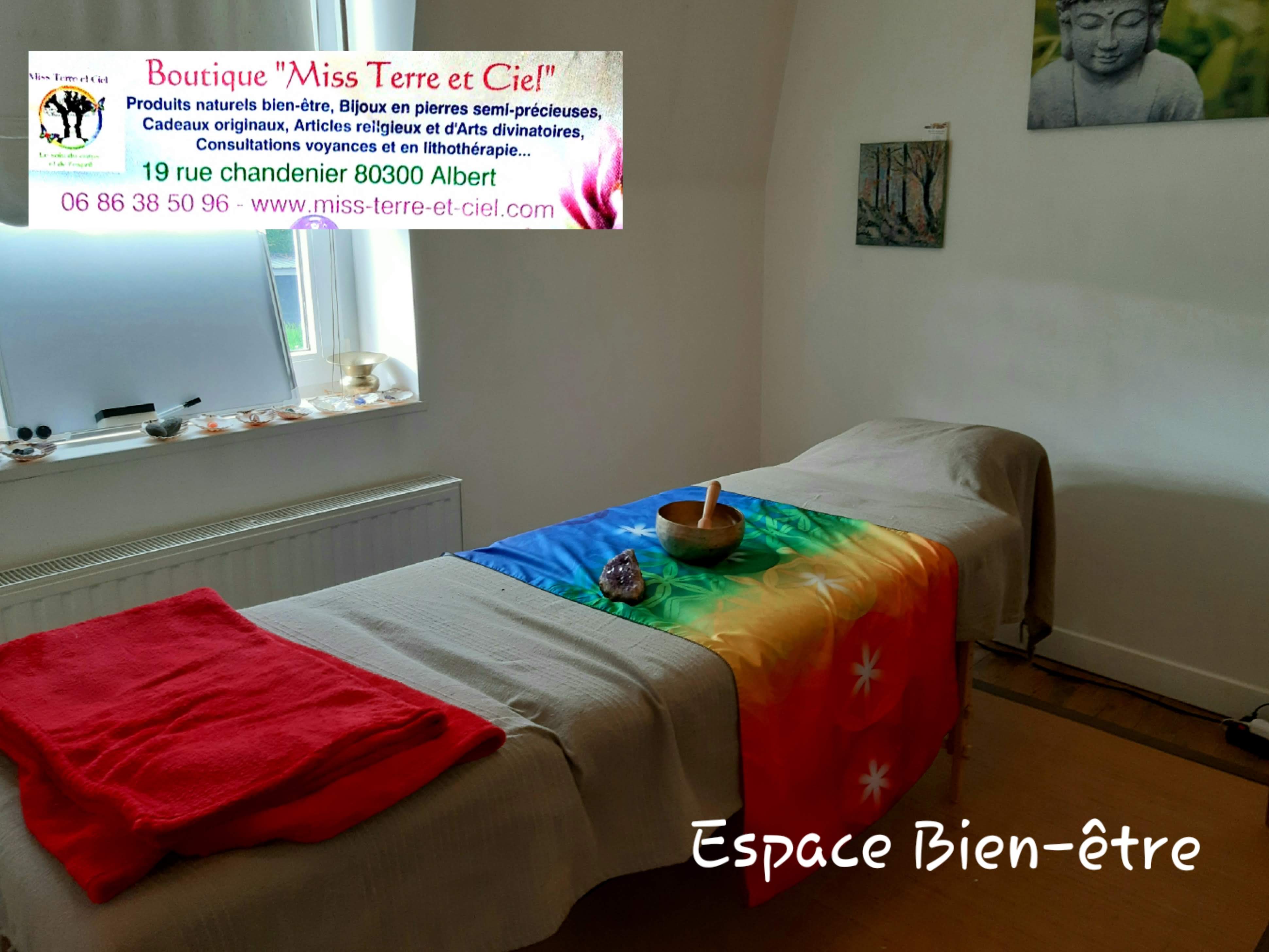 espace bien-être chez miss terre et ciel à albert magasin bien-être prés d'amiens