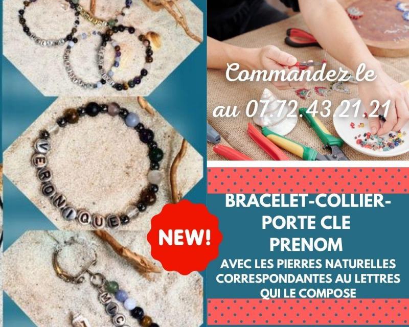 Bracelet prénom avec les pierres naturelles qui le compose