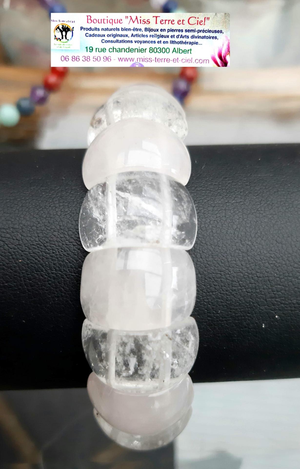 Bracelet en cristal de roche et quartz rose