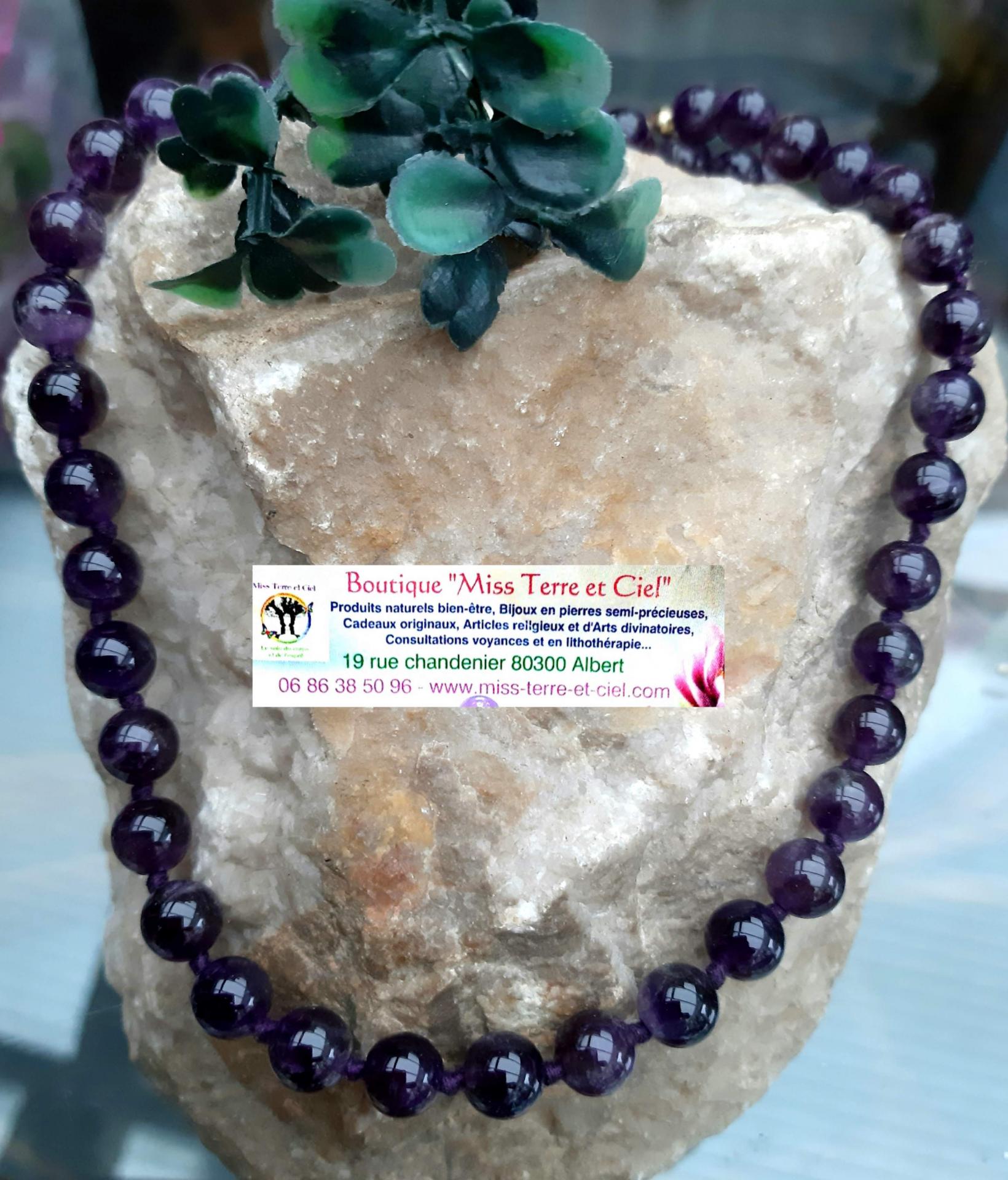 Collier boule en amethyste
