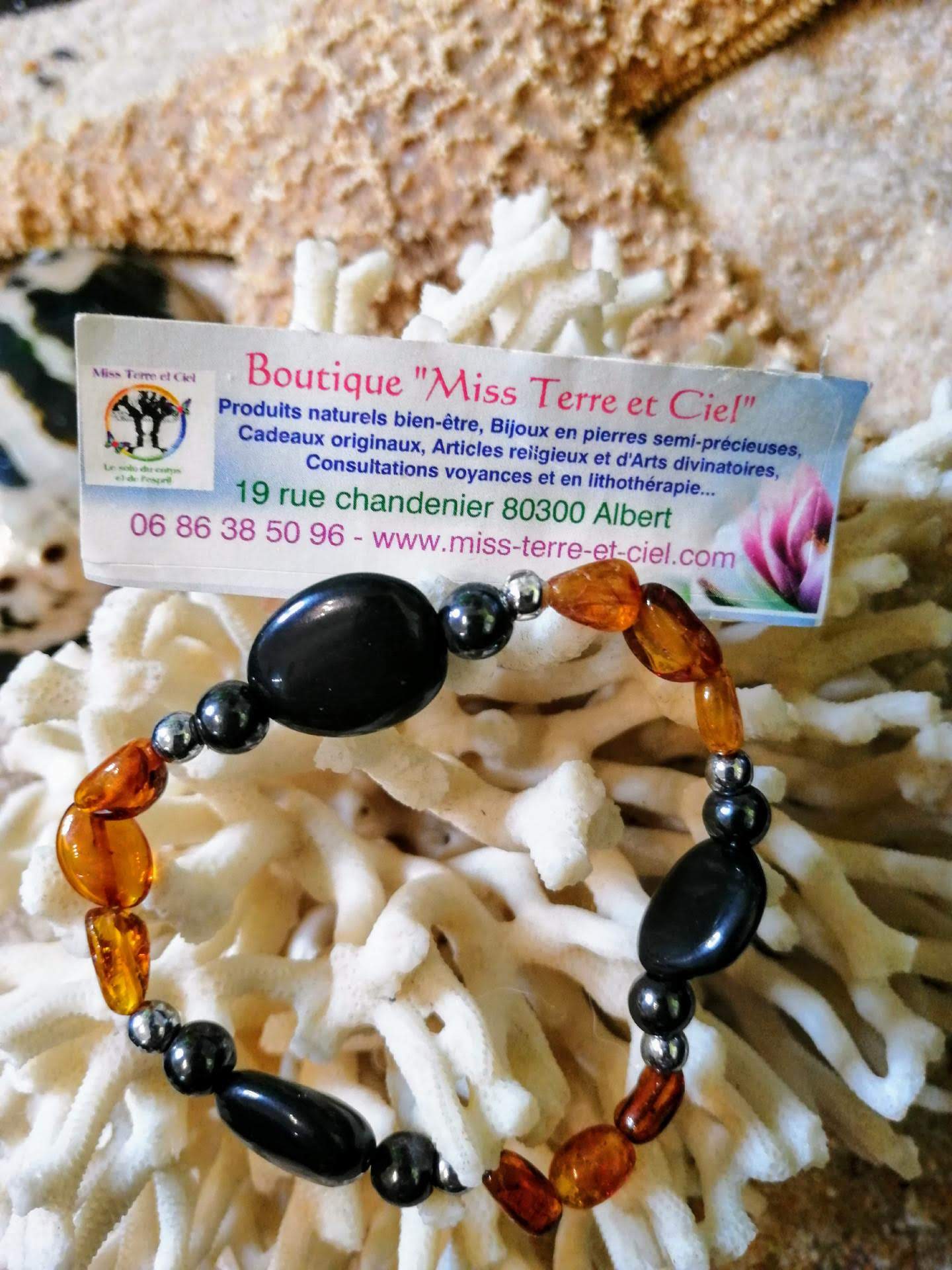 bracelet special douleur ambre magnétite hématite