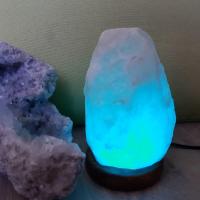 Lampe de sel blanc 7 couleurs chakras turquoise