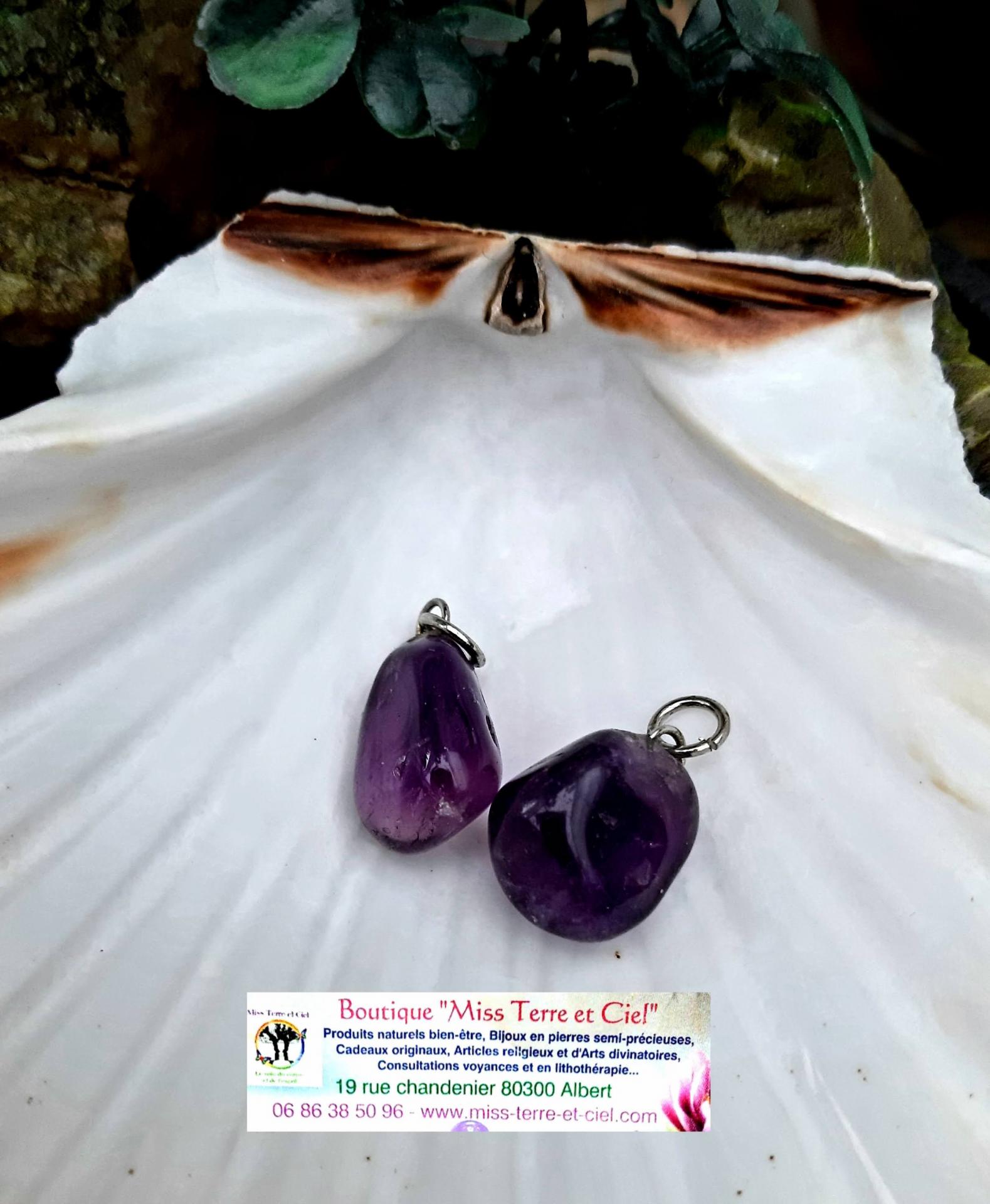 Pendentif amethyste pierre roulee