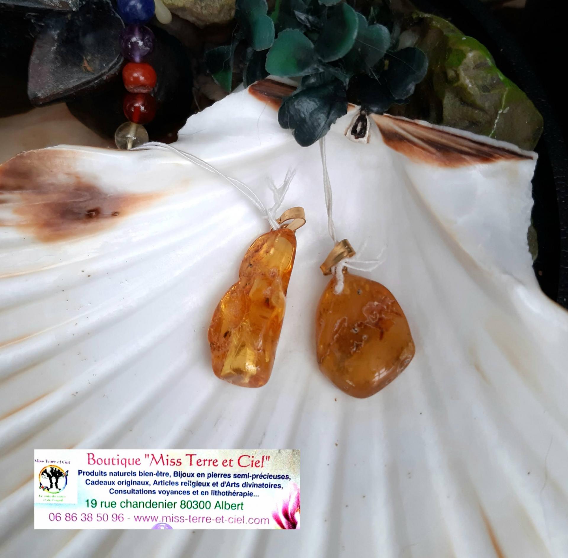 Pendentif en ambre citron