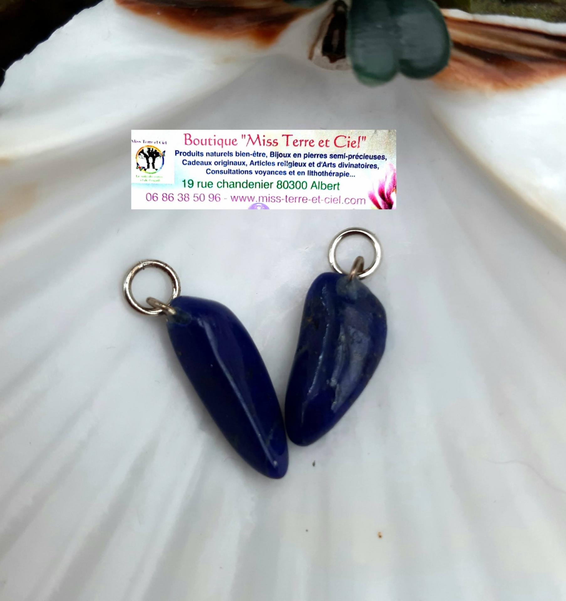Pendentif pierre roulee en lapis lazuli